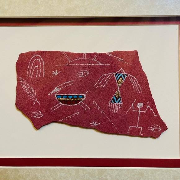 Set of 4 Vintage Larry Beck Hand Painted Petroglyphs on Stone - Picture 5 of 12